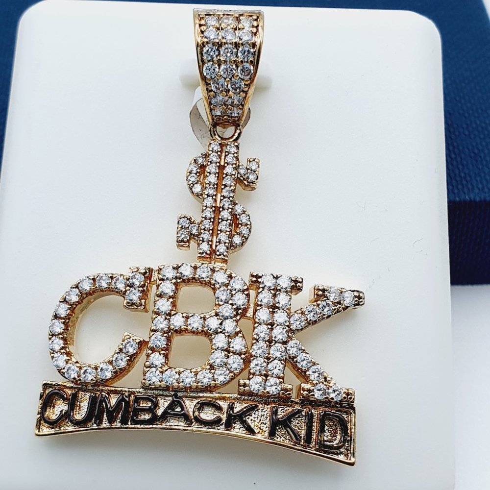 "14K Gold Plated Cubic Zircon Pendant, INUS1BR223